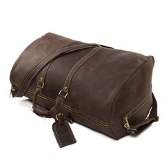 Men's Large Vintage Retro Genuine Leather Duffel Travel Bag - bagsstore-us