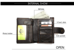 Retro Practical Oil Waxing Genuine Leather Travel Wallet For Men - bagsstore-us