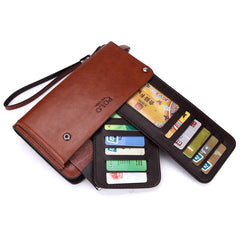 High Capacity Leather Wallet For Men, With Rotatable Card Holder. - bagsstore-us