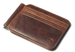 Retro Genuine Leather Money Clips Wallet for Men - bagsstore-us