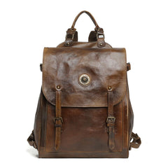 High Quality Vintage Style Leather Unisex Backpack - bagsstore-us