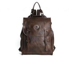 High Quality Vintage Style Leather Unisex Backpack - bagsstore-us