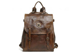 High Quality Vintage Style Leather Unisex Backpack - bagsstore-us