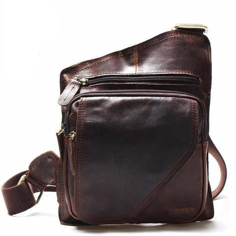 New High Quality Vintage Casual Genuine Cowhide Leather Chest Bag For Men - bagsstore-us