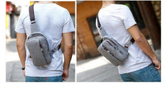 Men's Vintage Canvas Shoulder Bag Retro Cross body Bag Single-Strap chest Bag - bagsstore-us