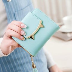 Korean Style Slim Mini Wallet with a Cute Cat For Women - bagsstore-us