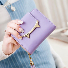 Korean Style Slim Mini Wallet with a Cute Cat For Women - bagsstore-us