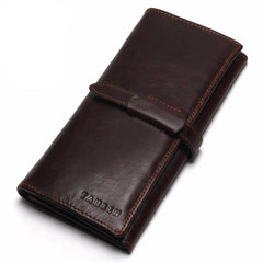 New Luxury Top Genuine Cowhide Leather High Quality Men Long Wallet - bagsstore-us