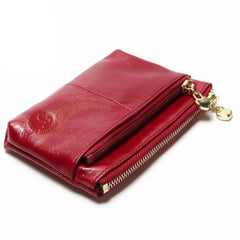 Genuine Leather Oil Waxed Leather Mini Wallet For Women - bagsstore-us