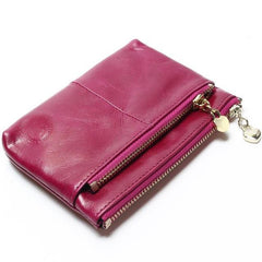 Genuine Leather Oil Waxed Leather Mini Wallet For Women - bagsstore-us