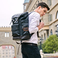 Men's Luxurious Large Capacity Leather Backpack For Traveling. - bagsstore-us