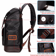 Men's Luxurious Large Capacity Leather Backpack For Traveling. - bagsstore-us