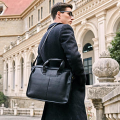 Large Size Leather Briefcase with Classical Design For Men. - bagsstore-us