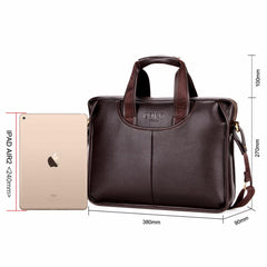 Large Size Leather Briefcase with Classical Design For Men. - bagsstore-us