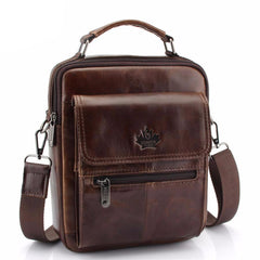 Men's Oil Waxed Genuine Leather Messenger Cross body Bag Briefcase - bagsstore-us