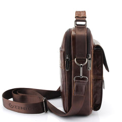 Men's Oil Waxed Genuine Leather Messenger Cross body Bag Briefcase - bagsstore-us