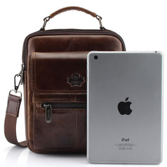 Men's Oil Waxed Genuine Leather Messenger Cross body Bag Briefcase - bagsstore-us