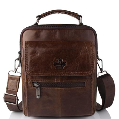 Men's Oil Waxed Genuine Leather Messenger Cross body Bag Briefcase - bagsstore-us