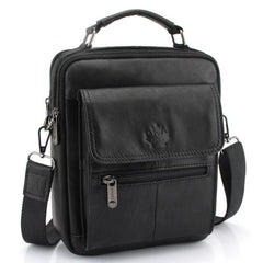 Men's Oil Waxed Genuine Leather Messenger Cross body Bag Briefcase - bagsstore-us