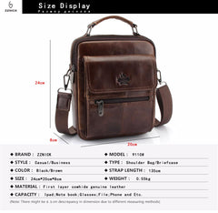 Men's Oil Waxed Genuine Leather Messenger Cross body Bag Briefcase - bagsstore-us