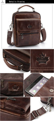 Men's Oil Waxed Genuine Leather Messenger Cross body Bag Briefcase - bagsstore-us