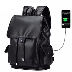 Men's Fashionable Waterproof Leather Travel/Backpack with a Hasp. - bagsstore-us