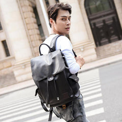 Men's Fashionable Waterproof Leather Travel/Backpack with a Hasp. - bagsstore-us