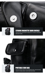 Men's Fashionable Waterproof Leather Travel/Backpack with a Hasp. - bagsstore-us