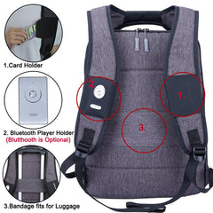 Light Slim Urban Waterproof Business Backpack, Comes with a Bluetooth Player. - bagsstore-us