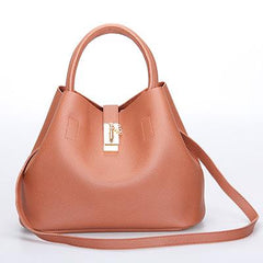 Diagonal Cross Buns Ladies Leather Handbag - bagsstore-us