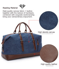 Men's Canvas Leather Luggage Travel Duffel Handbag with Large Capacity - bagsstore-us