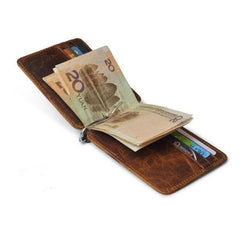 Retro Genuine Leather Money Clips Wallet for Men - bagsstore-us