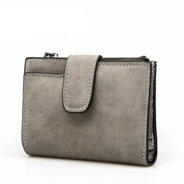 Leather Wallet with a Zipper & a Short Clutch Made from Solid Vintage Matte  For Women - bagsstore-us