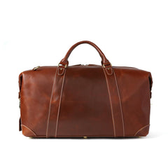 Reddish Brown Leather Travel Bag. Italian fittings - bagsstore-us