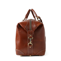 Reddish Brown Leather Travel Bag. Italian fittings - bagsstore-us