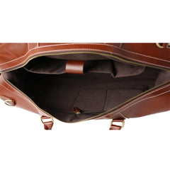 Reddish Brown Leather Travel Bag. Italian fittings - bagsstore-us