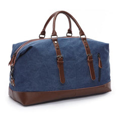 Men's Canvas Leather Luggage Travel Duffel Handbag with Large Capacity - bagsstore-us