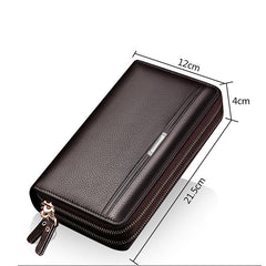 Men's Business Long wallets with coin pocket & long zipper - bagsstore-us