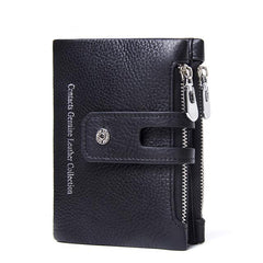 Real Leather for real Men, Small Wallet with Zipper & Hasp - bagsstore-us