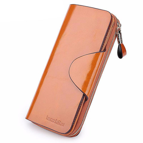 Luxury Elegant Genuine Leather Zip Wallet/Purse For Women - bagsstore-us