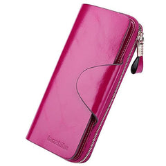 Luxury Elegant Genuine Leather Zip Wallet/Purse For Women - bagsstore-us