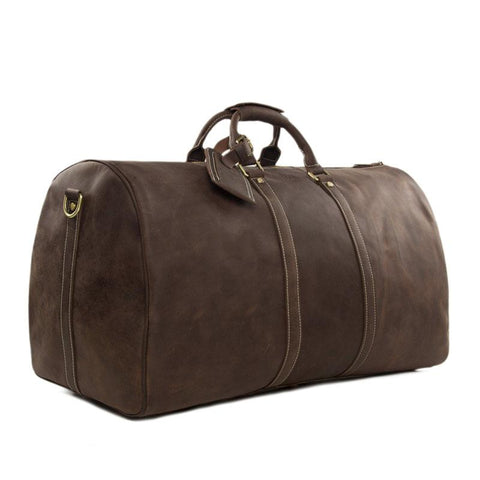 Men's Large Vintage Retro Genuine Leather Duffel Travel Bag - bagsstore-us