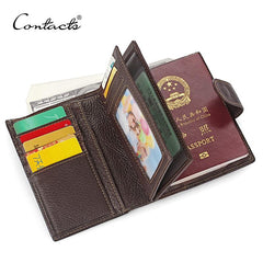 Real Genuine Leather Passport Holder Wallet - bagsstore-us